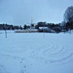 Labyrint pad in de sneeuw, Voorburg 2013